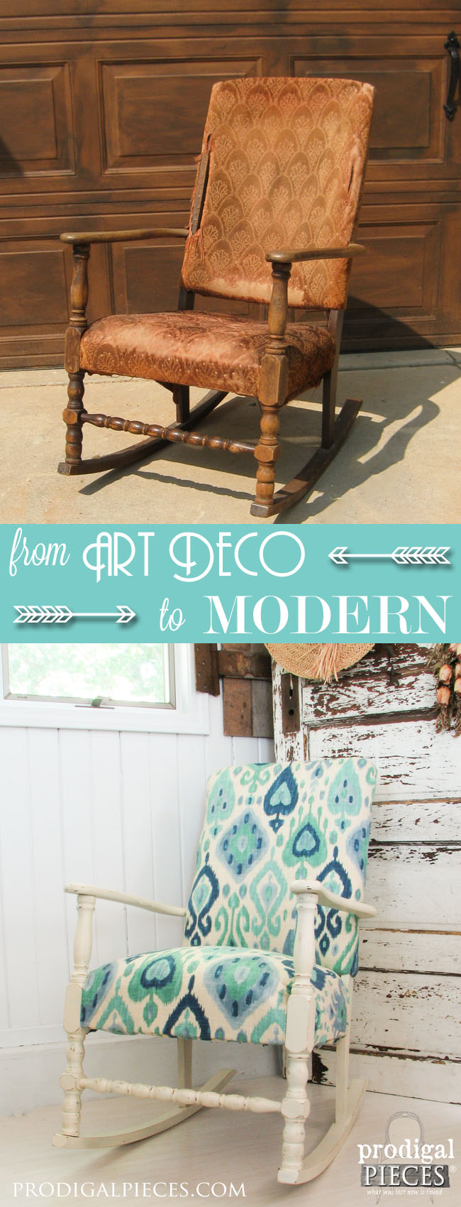Worn out Art Deco Rocking Chair Gets a Modern Ikat Facelift by Prodigal Pieces | www.prodigalpieces.com