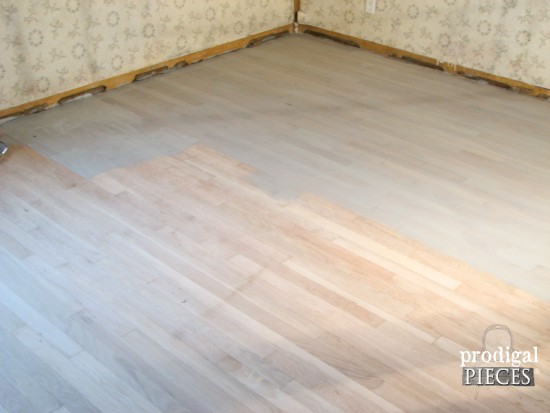 Weathered Stain on Farmhouse Style Bedroom Floor by Prodigal Pieces | www.prodigalpieces.com