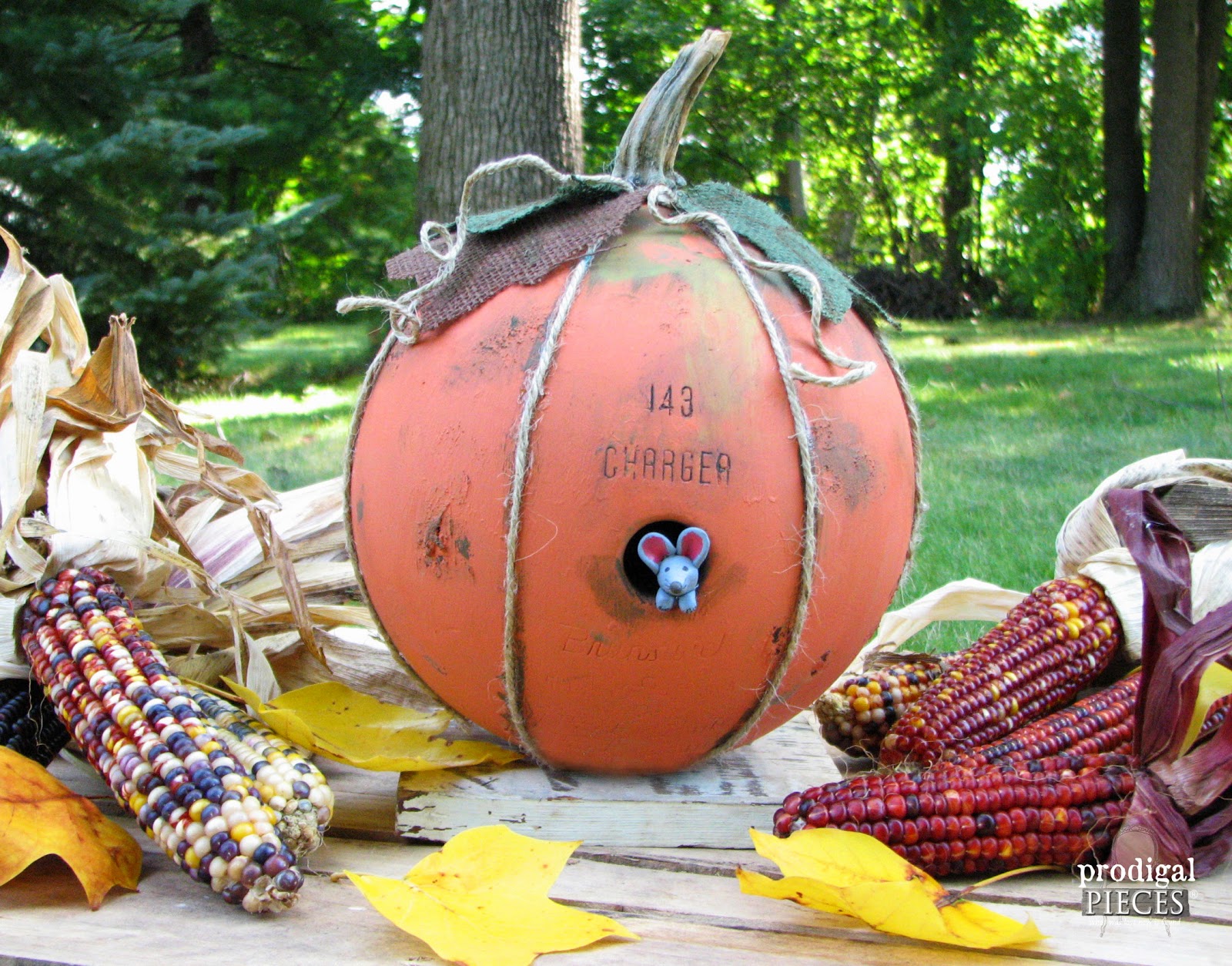 Repurpose an Old Bowling Ball into a Mouse House Pumpkin for Fall by Prodigal Pieces | www.prodigalpieces.com