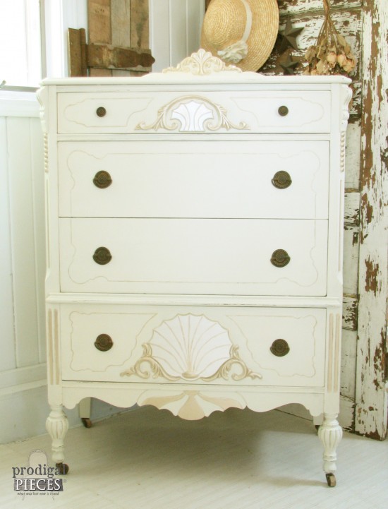 Worn out Art Deco carved chest of drawers gets a French makeover by Prodigal Pieces | www.prodigalpieces.com