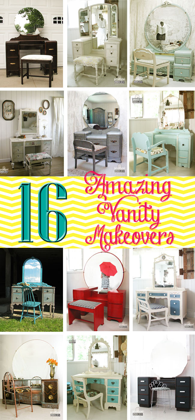 16 Amazing Vanity Makeovers from Art Deco to Antique - a must see! by Prodigal Pieces | prodigalpieces.com