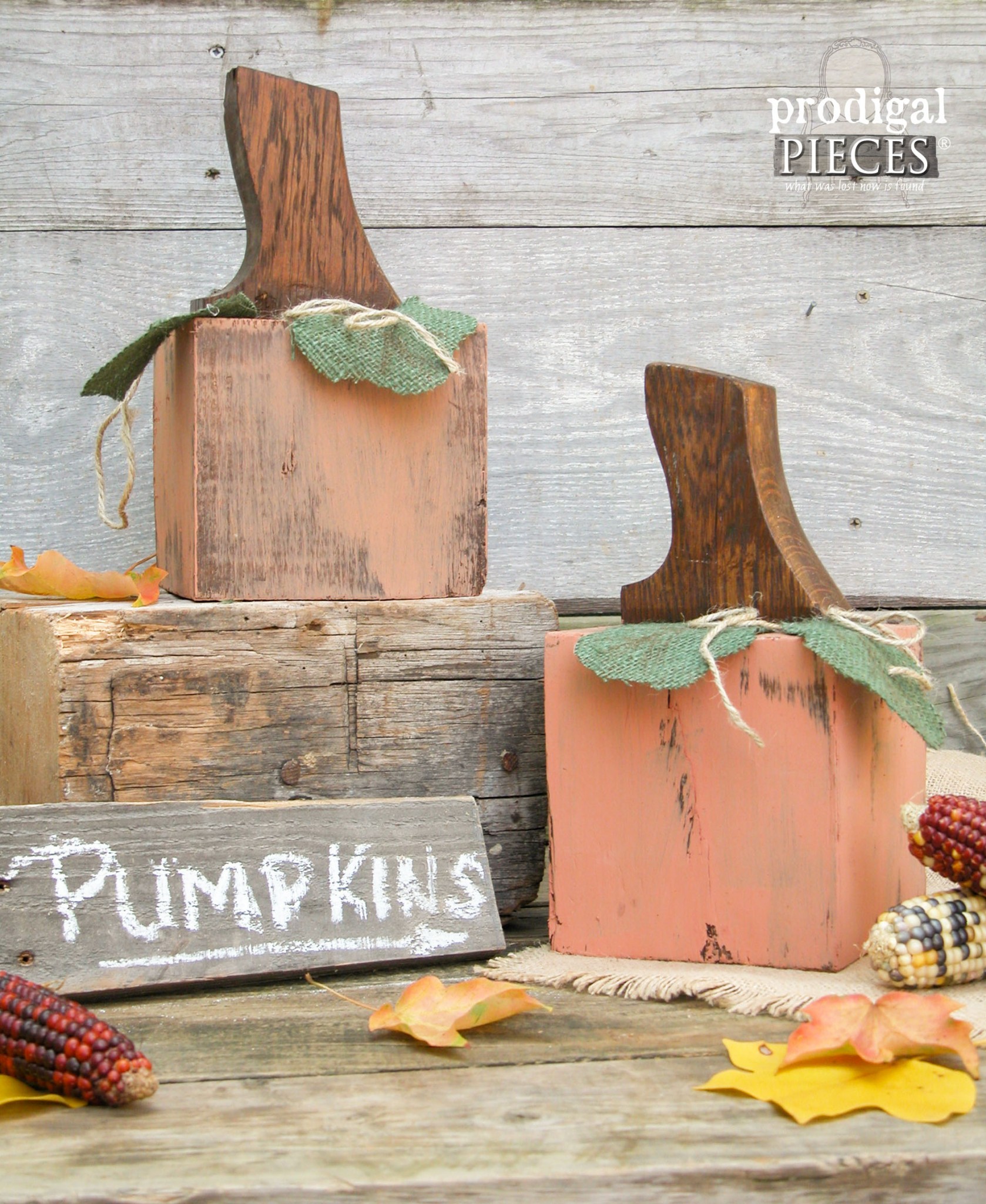 Repurposed Wooden Pumpkins by Prodigal Pieces | www.prodigalpieces.com