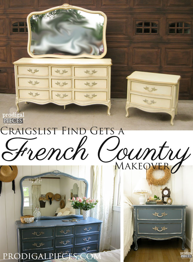 French Provincial Blue Dresser Set Makeover by Prodigal Pieces | prodigalpieces.com
