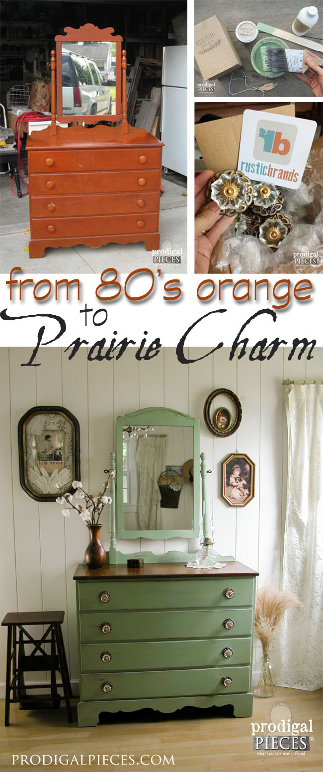 1980's Orange Dresser Gets Prairie Charm Makeover by Prodigal Pieces www.prodigalpieces.com