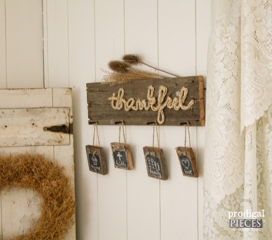 Weathered Barn Wood Thankful sign by Prodigal Pieces for | www.prodigalpieces.com