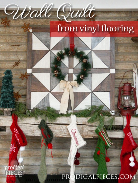 Create a faux barn wood wall quilt using vinyl flooring with this easy DIY tutorial by Prodigal Pieces | www.prodigalpieces.com