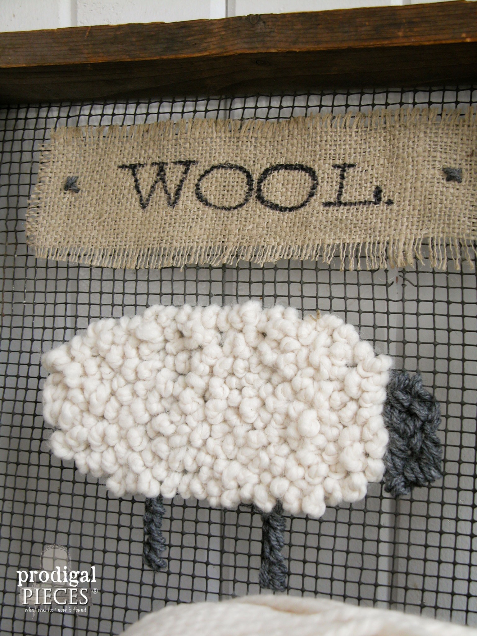 Rustic Wooly Sheep Repurposed Art by Prodigal Pieces | www.prodigalpieces.com