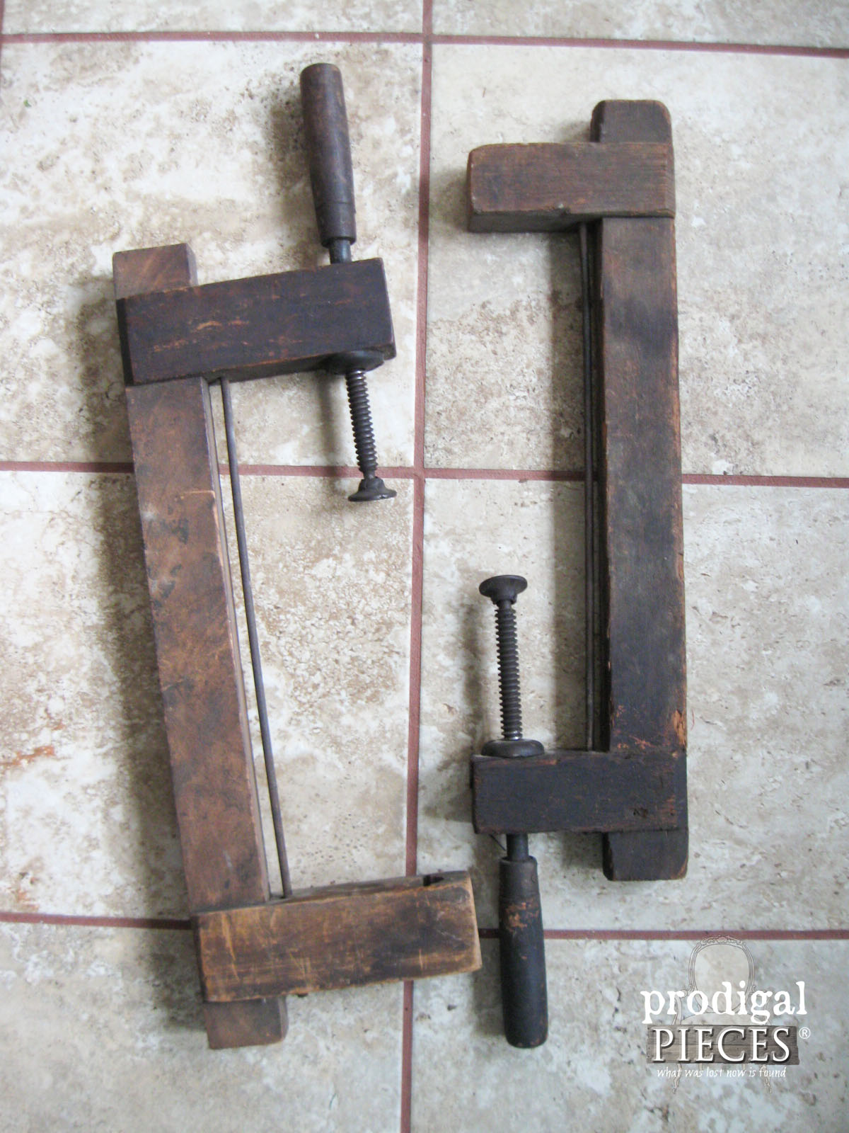 Antique Farmhouse Wooden Clamps Repurposed by Prodigal Pieces | www.prodigalpieces.com