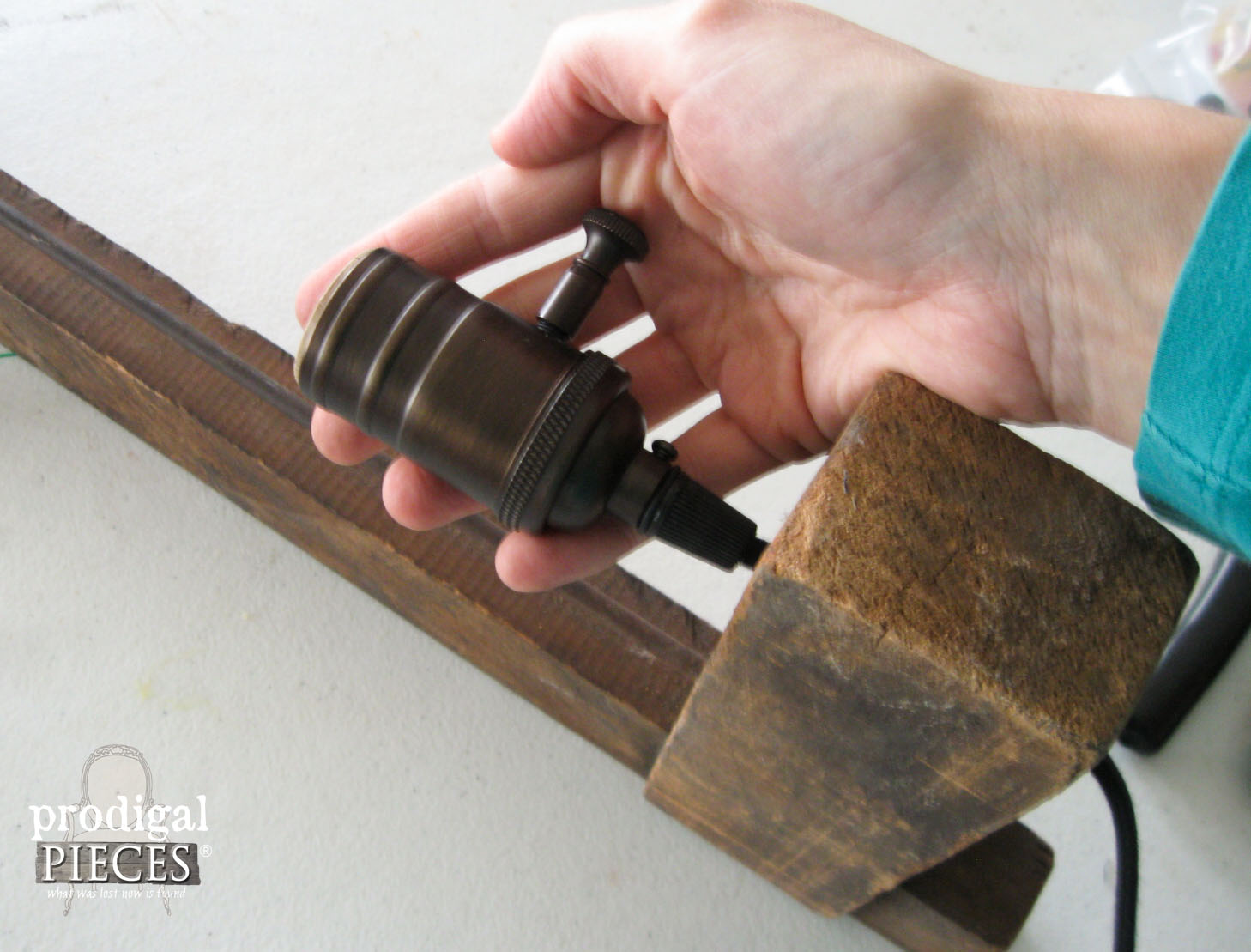 Making Antique Farmhouse Clamp into Sconce by Prodigal Pieces | www.prodigalpieces.com