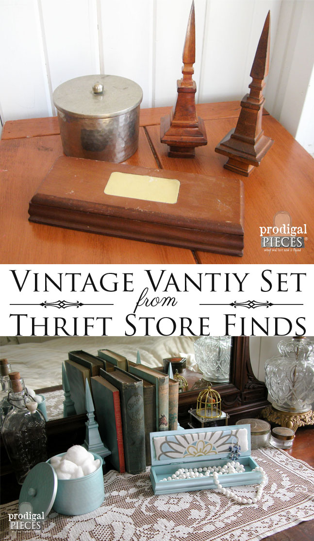 Thrifted Vanity Set Made from Vintage Finds by Prodigal Pieces | prodigalpieces.com
