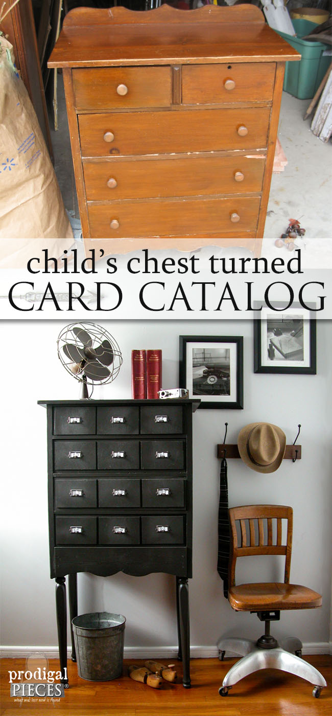 A Child's Chest of Drawers Becomes Faux Card Catalog by Prodigal Pieces | www.prodigalpieces.com