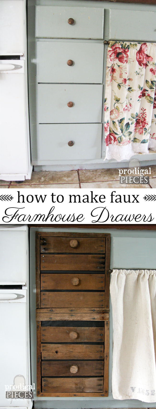 How to Make Farmhouse Style Rustic Faux Crate Drawers by Prodigal Pieces | www.prodigalpieces.com
