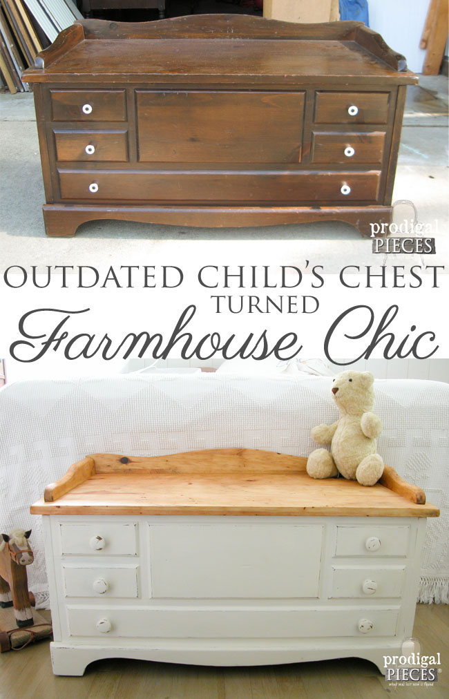 Outdated Child's Wooden Chest Gets Farmhouse Chic Makeover by Prodigal Pieces | prodigalpieces.com