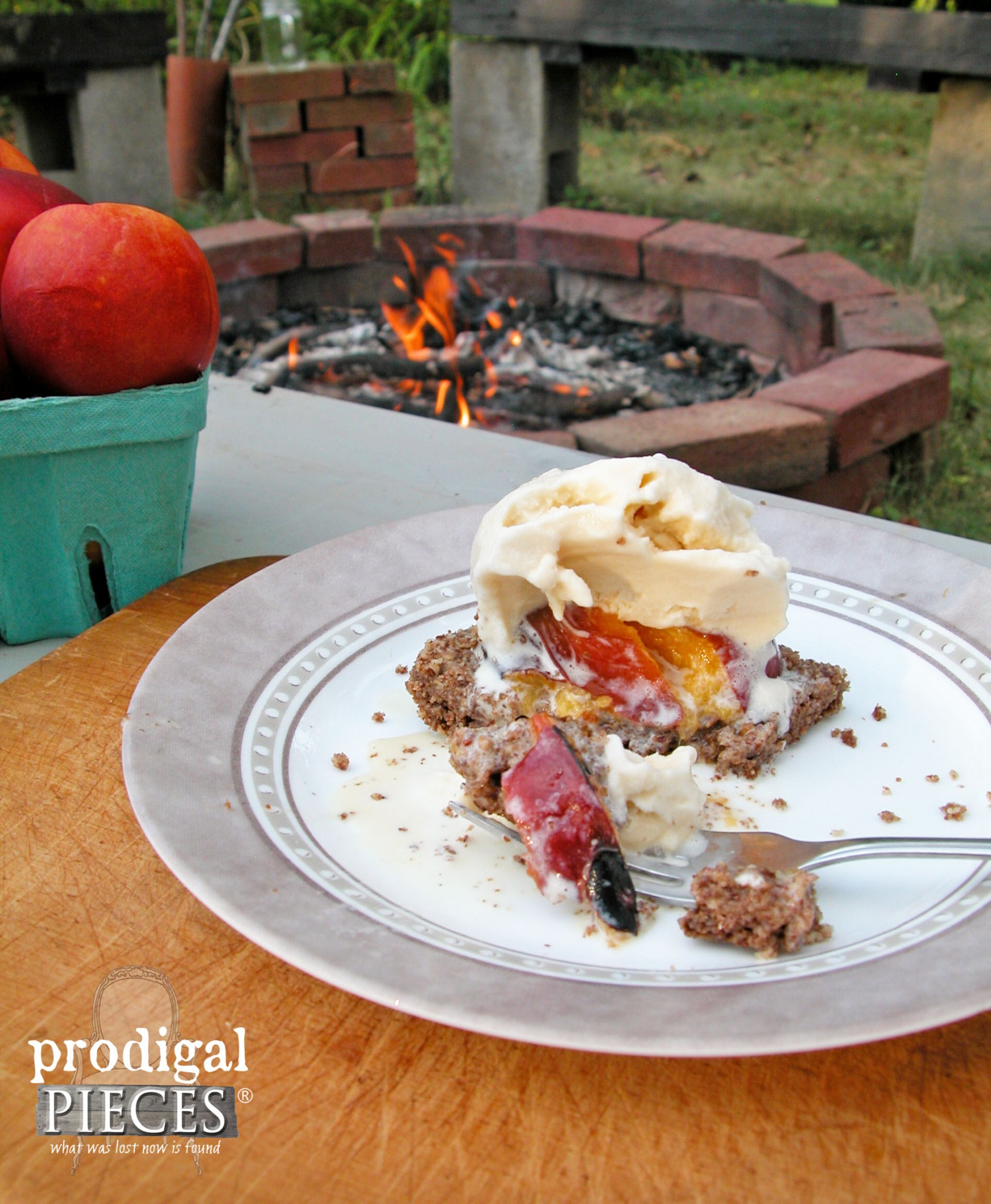 Fire Roasted Stone Fruit on Grain & Gluten Free Crust Topped with Homemade Raw Milk Ice Cream by Prodigal Pieces | www.prodigalpieces.com