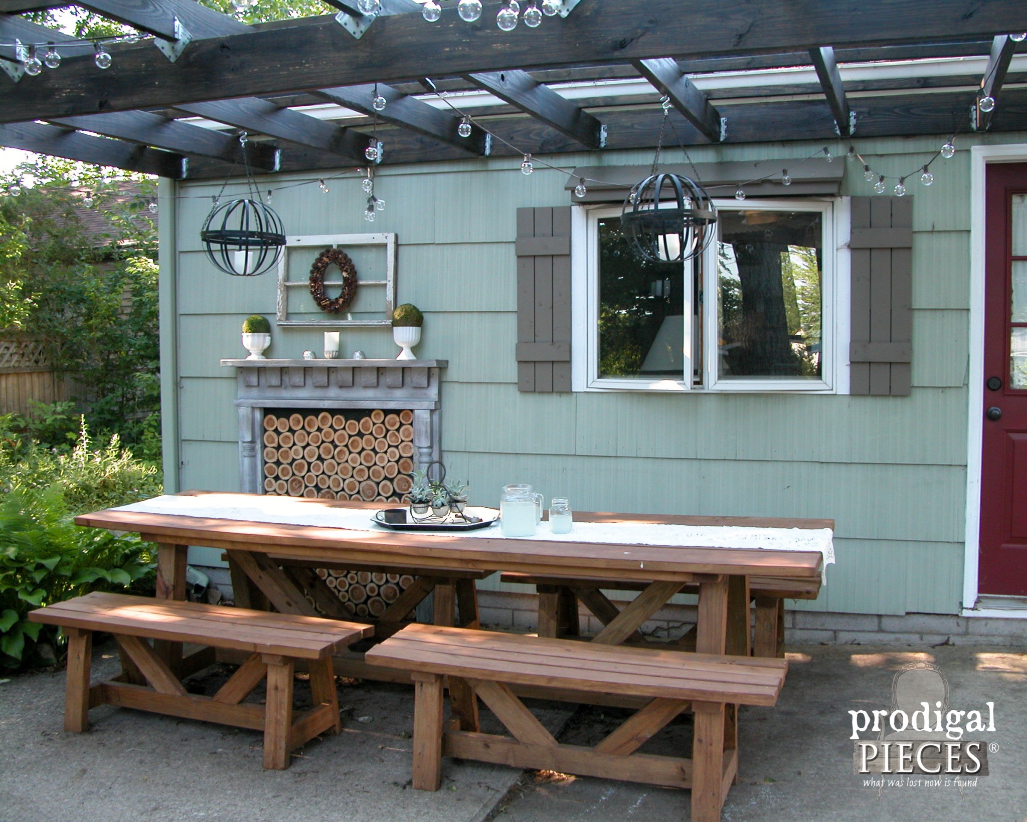 Large Harvest Table with Benches for Patio Dining | Prodigal Pieces | www.prodigalpieces.com