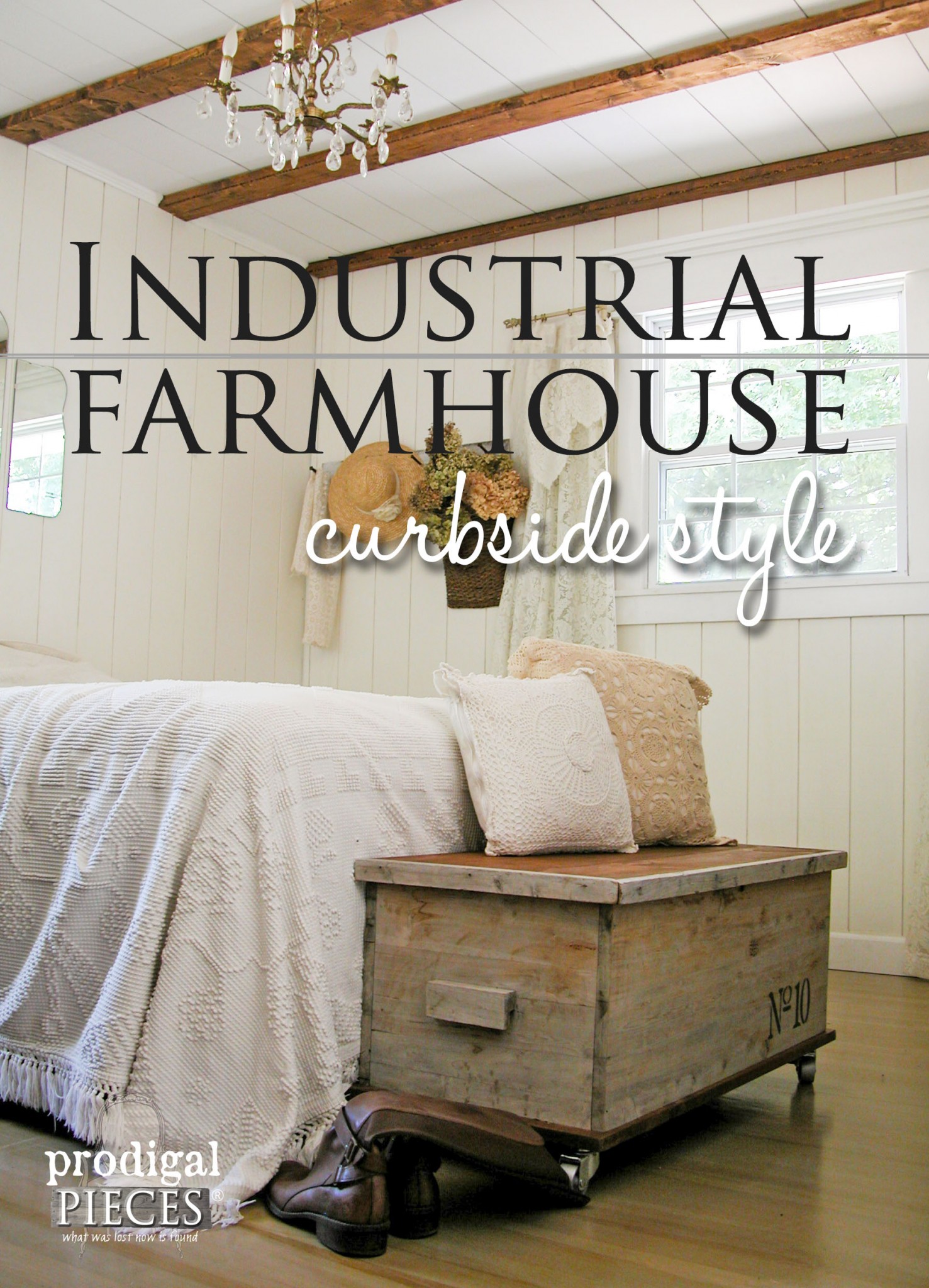 A Cedar Chest Found in the Trash Becomes Industrial Style Decor in this Farmhouse Bedroom by Prodigal Pieces | prodigalpieces.com