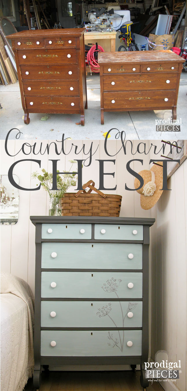 Vintage Empire Chest Gets Country Charm Makeover with Queen Anne's Lace Flowers by Prodigal Pieces | prodigalpieces.com