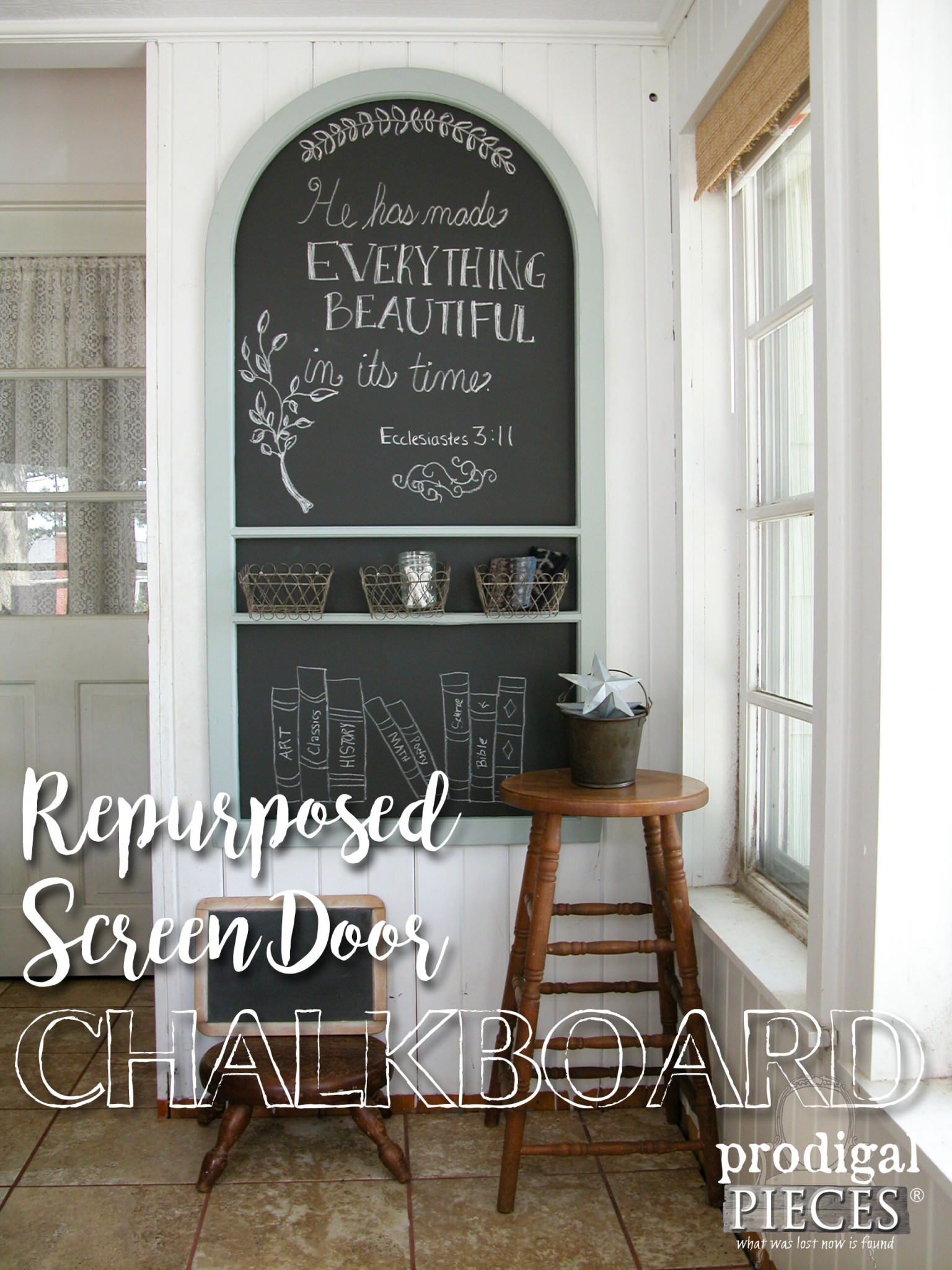 Repurpose Screen Door Turned Chalkboard Wall Art by Prodigal Pieces | www.prodigalpieces.com