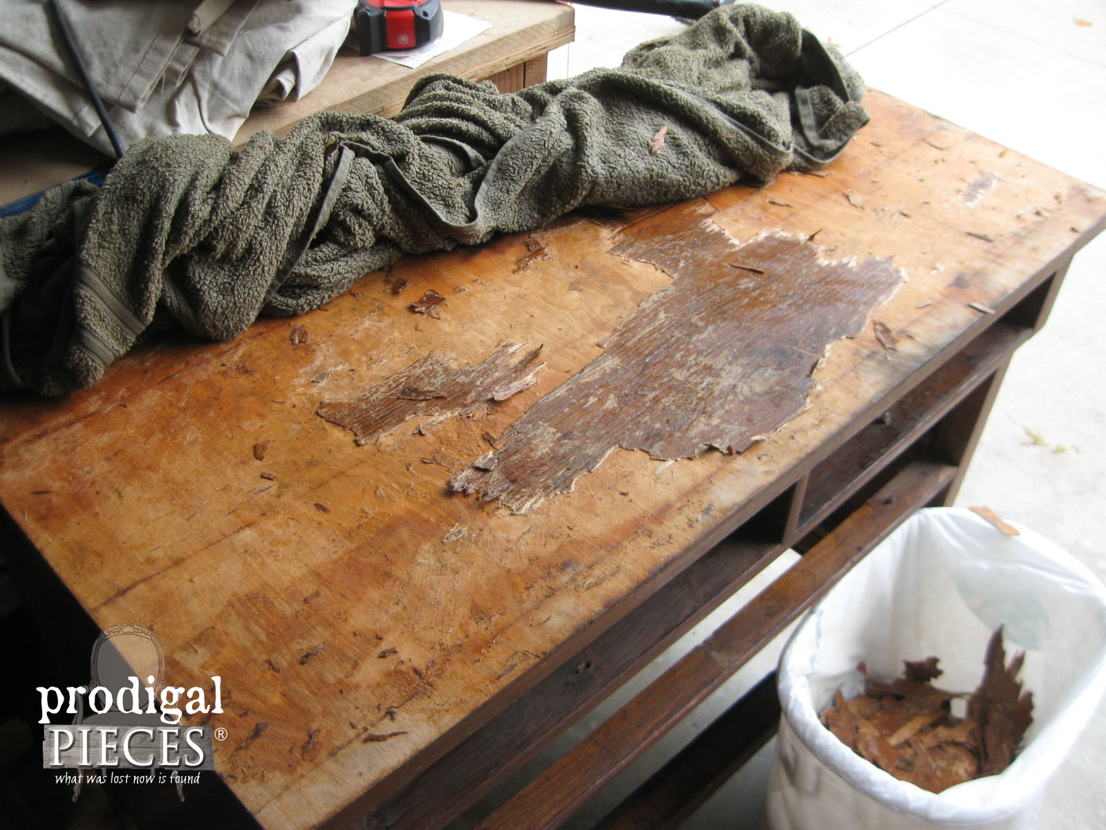 Removing Damaged Veneer from Empire Dresser | Prodigal Pieces | www.prodigalpieces.com