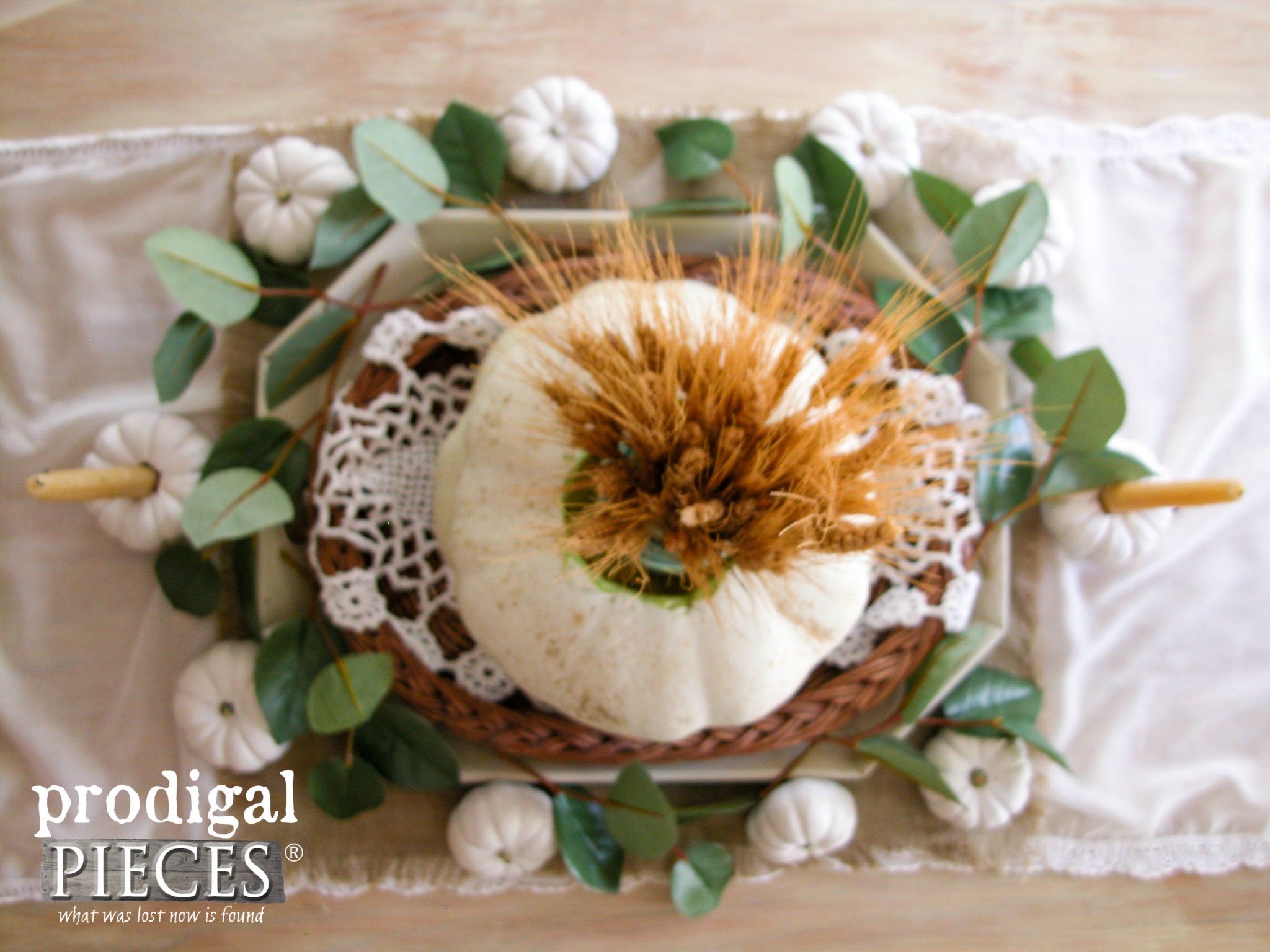 Rustic Farmhouse Style Thanksgiving Centerpiece Tutorial by Prodigal Pieces | www.prodigalpieces.com