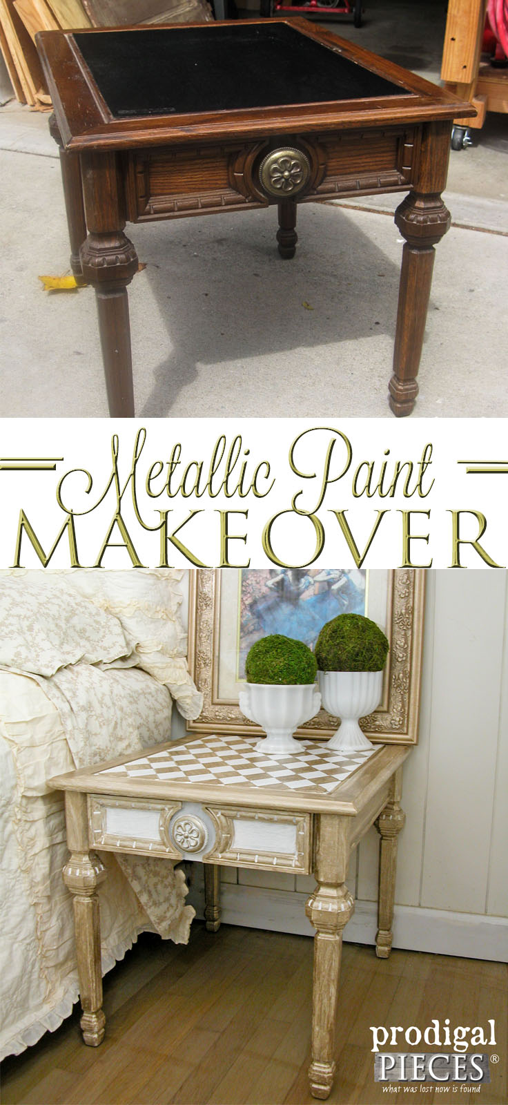 Refresh Your Outdated Furniture with Metallic Paint | Harlequin Design and Style by Prodigal Pieces | prodigalpieces.com