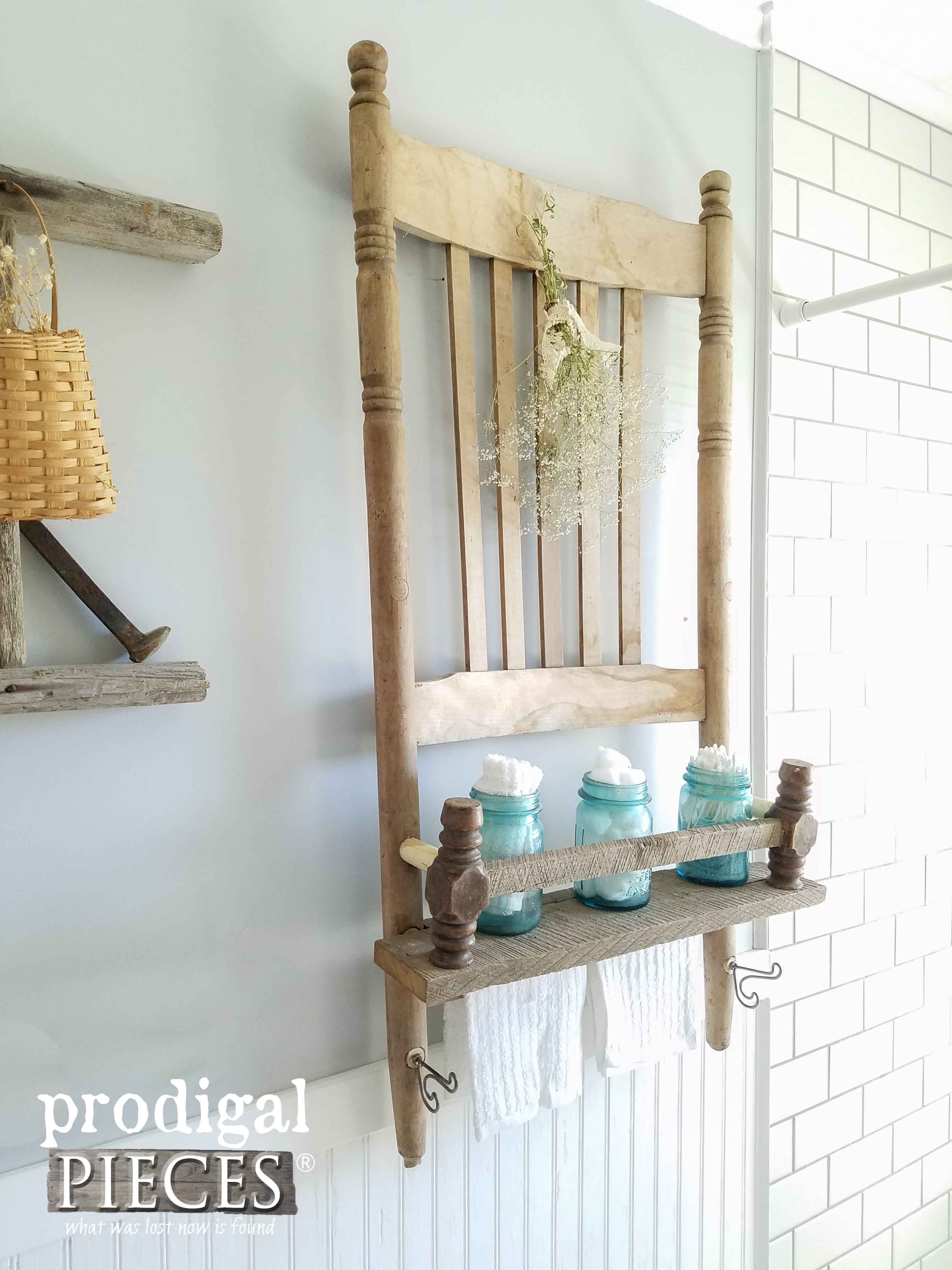 Rustic Farmhouse Shelf Made from a Rocking Chair and Reclaimed Barn Wood by Prodigal Pieces | www.prodigalpieces.com