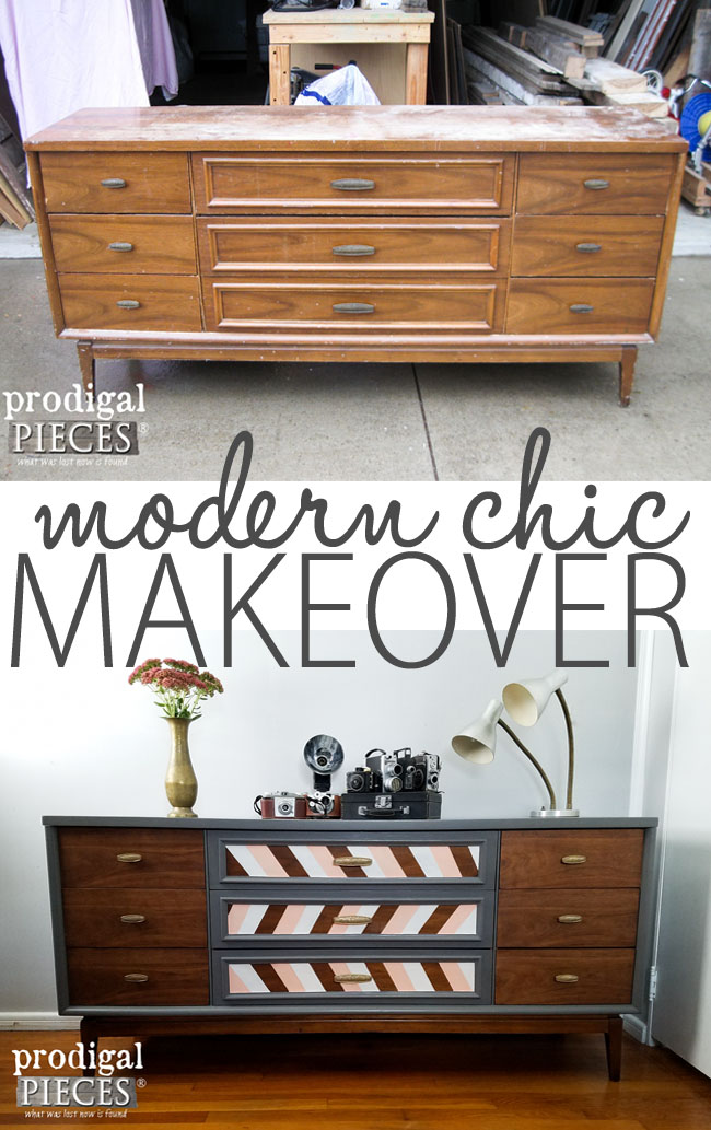 Modern Chic Makeover of a Mid Century Modern Dresser Credenza by Prodigal Pieces | www.prodigalpieces.com