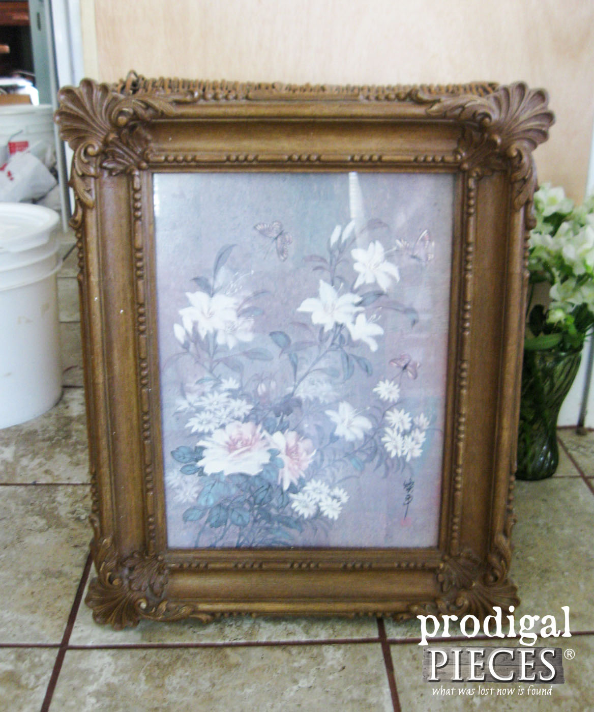 Thrifted Art Before Faux Mirror Makeover by Prodigal Pieces | www.prodigalpieces.com