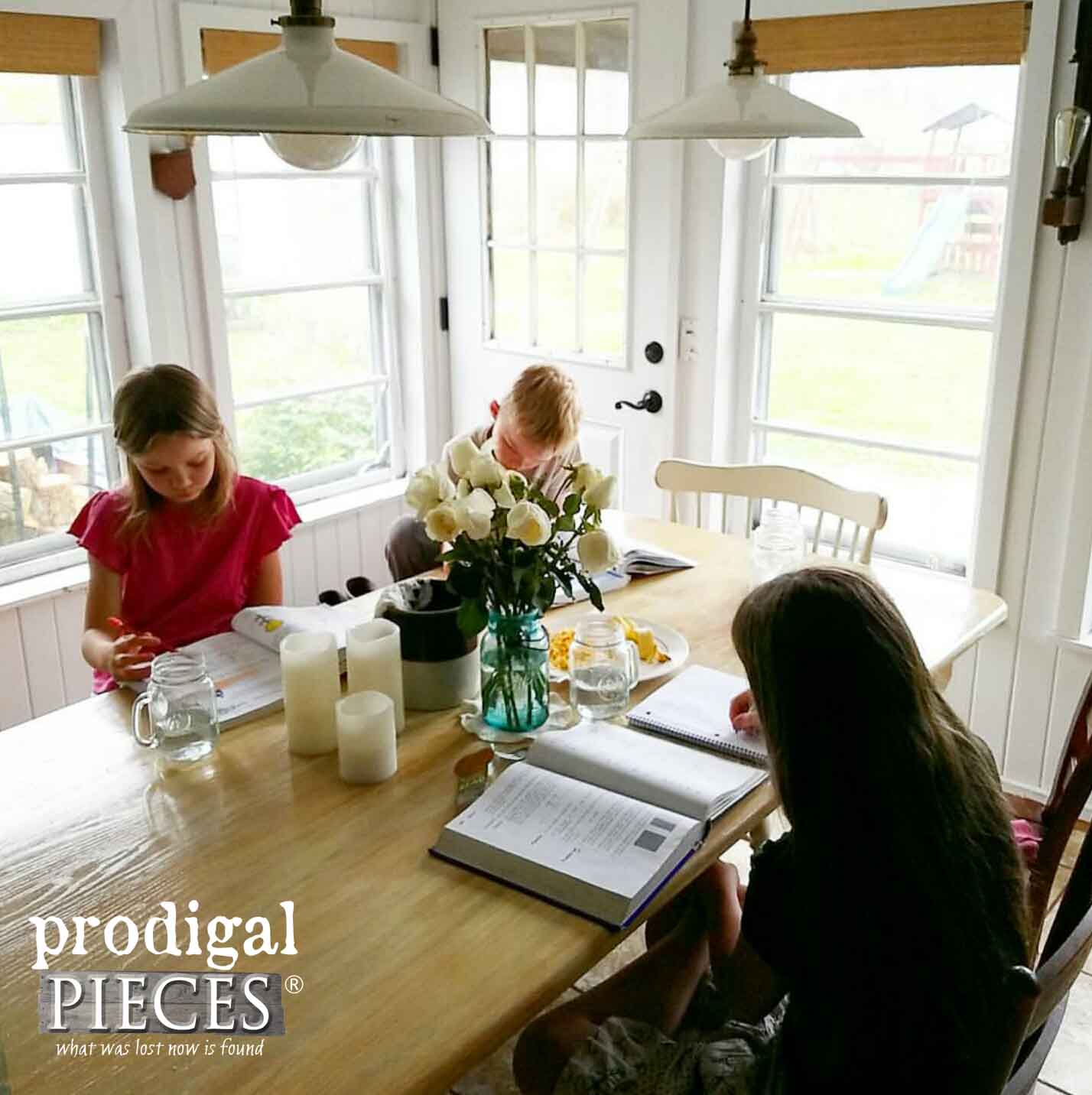 Children Working on Homeschool Work | Budgeting Business while Homeschooling | Amazing Grace | Prodigal Pieces | prodigalpieces.com