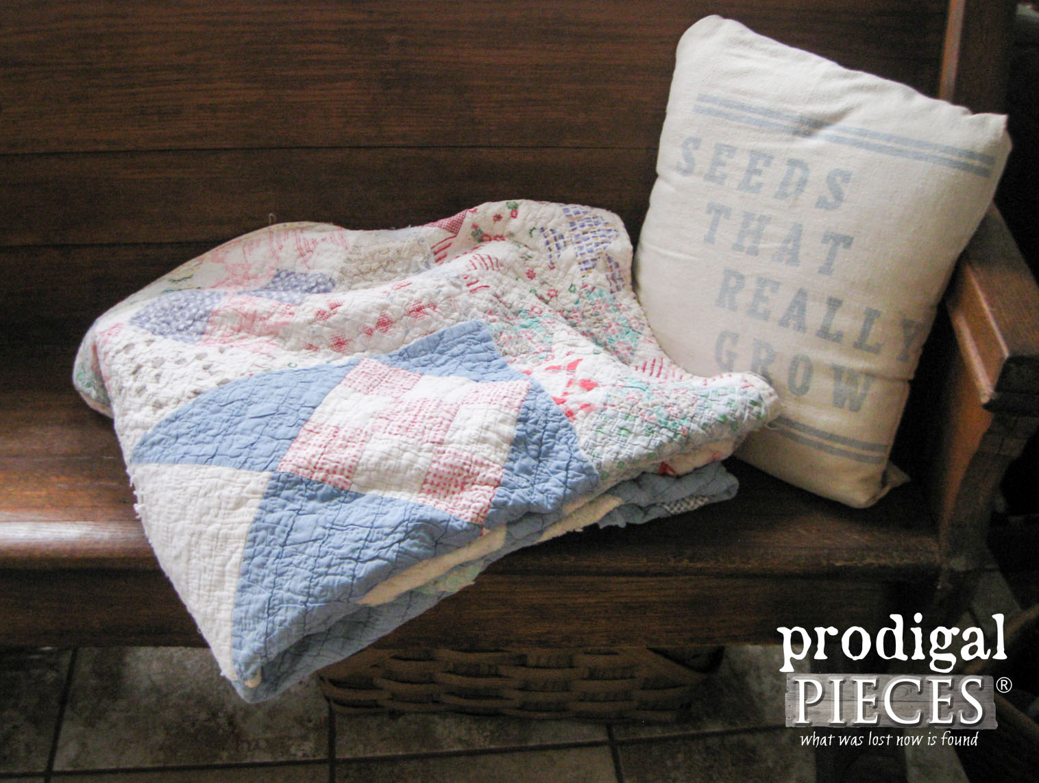 Worn out Handmade Quilt becomes Upcycled Christmas Decor | Prodigal Pieces | www.prodigalpieces.com
