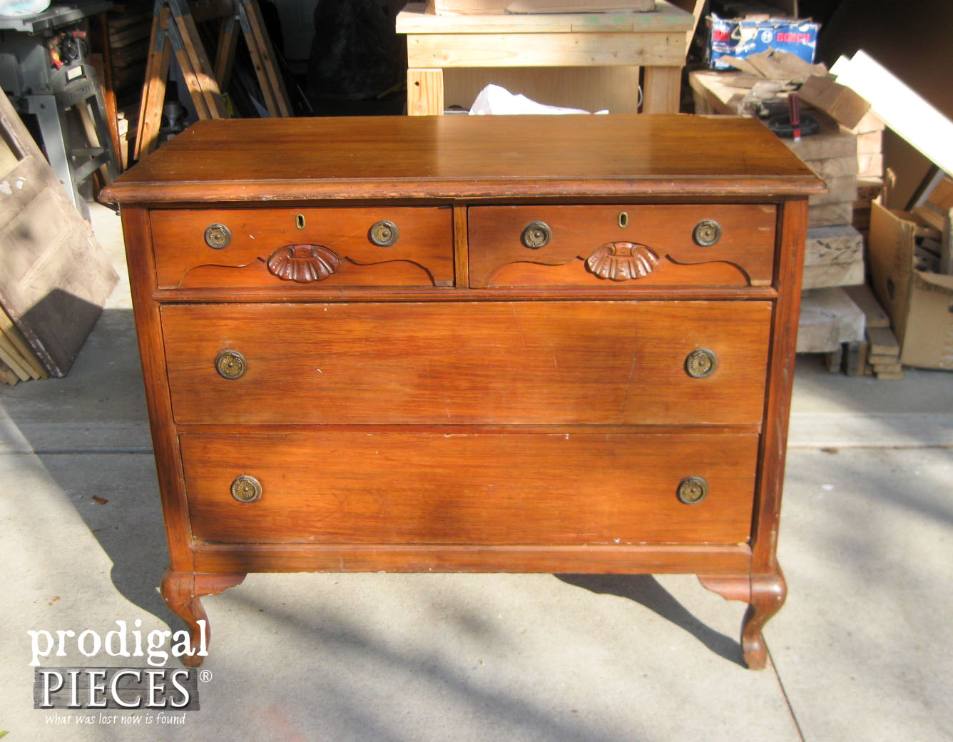 Queen Anne Dresser Before Makeover by Prodigal Pieces | www.prodigalpieces.com