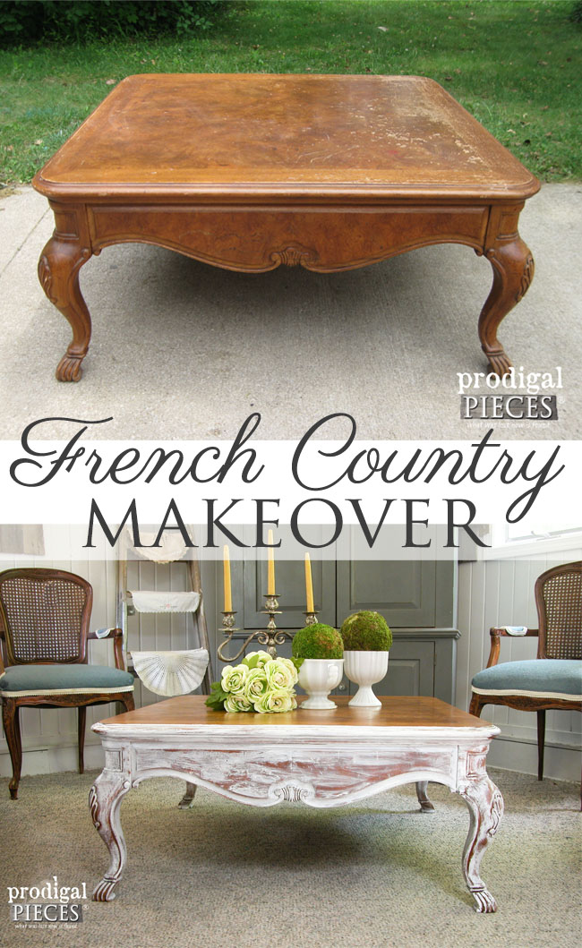 Worn Out Coffee Table Gets French Country Makeover by Prodigal Pieces | prodigalpieces.com