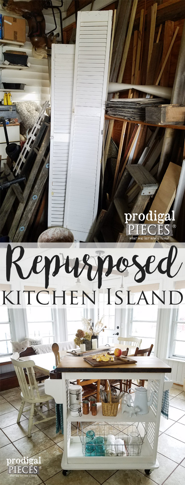 Check out this Repurposed Kitchen Island Cart all made from Repurposed Materials by Prodigal Pieces | prodigalpieces.com