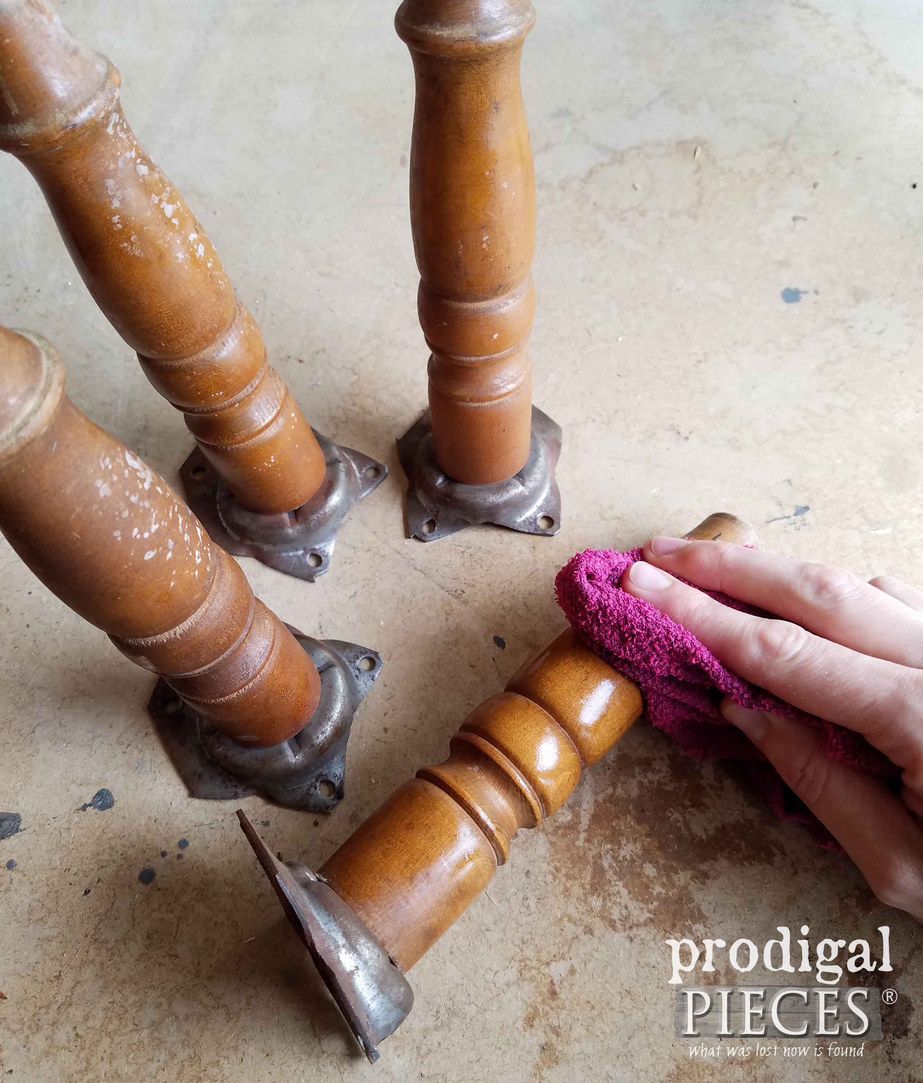 Cleaning Footstool Legs for Painting | prodigalpieces.com