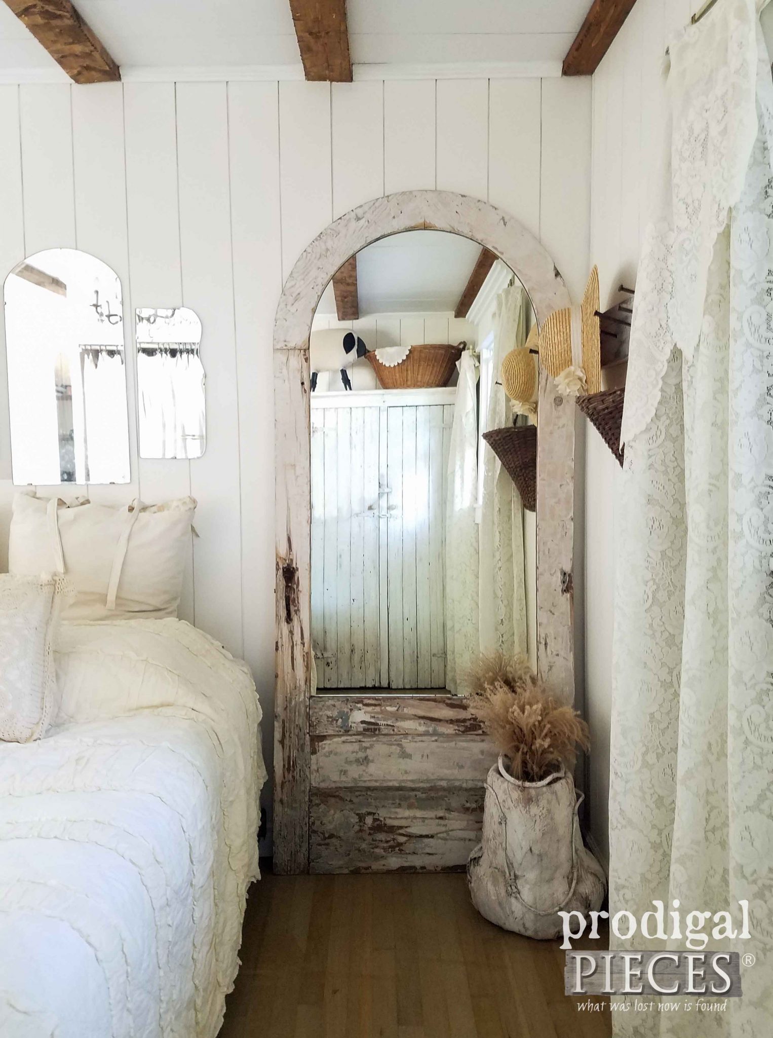 Beautiful Arched Door Turned into Mirror for Farmhouse Decor by Prodigal Pieces | prodigalpieces.com