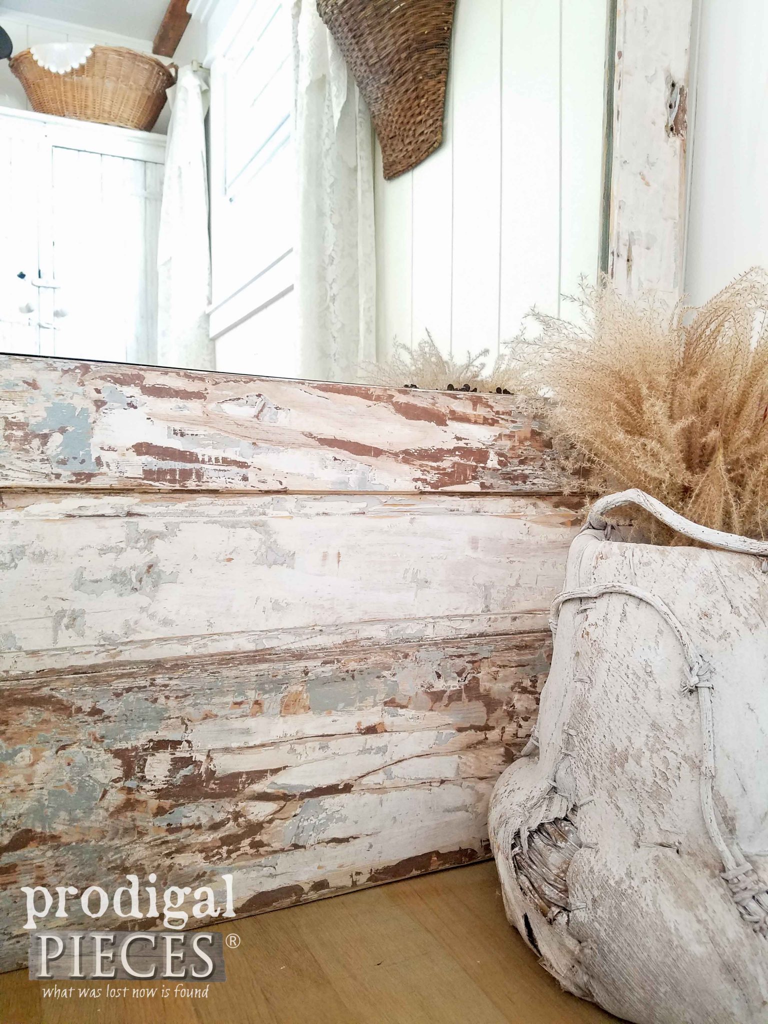 Gorgeous Chippy Paint on Curbside Find - Repurposed Door Mirror by Prodigal Pieces | prodigalpieces.com