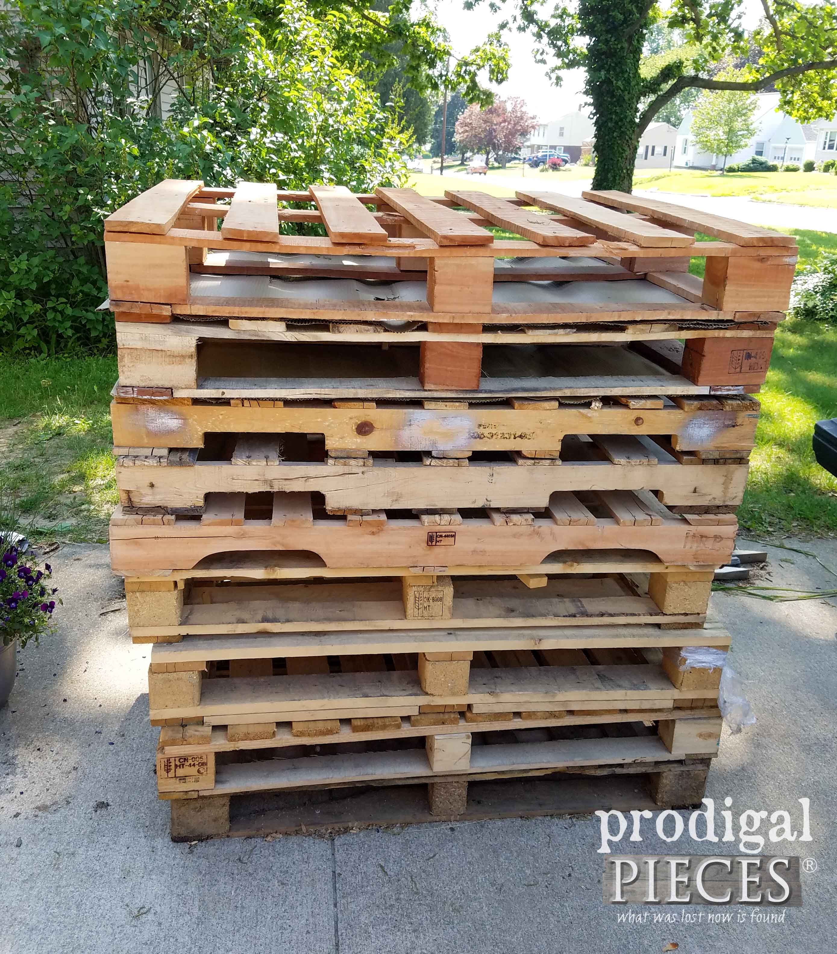 Pile of Free Pallets for Compost Bin | prodigalpieces.com
