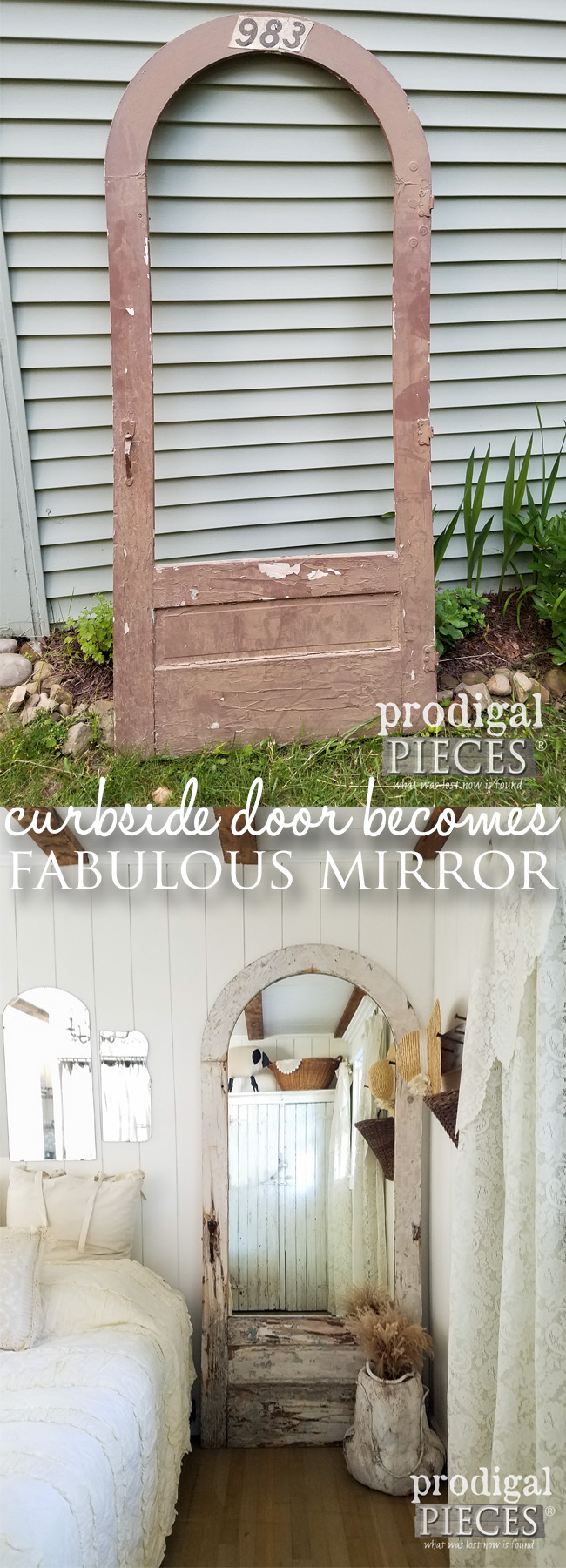 How to Turn a Curbside Door into a Repurposed Door Mirror for Farmhouse Decor by Prodigal Pieces | prodigalpieces.com