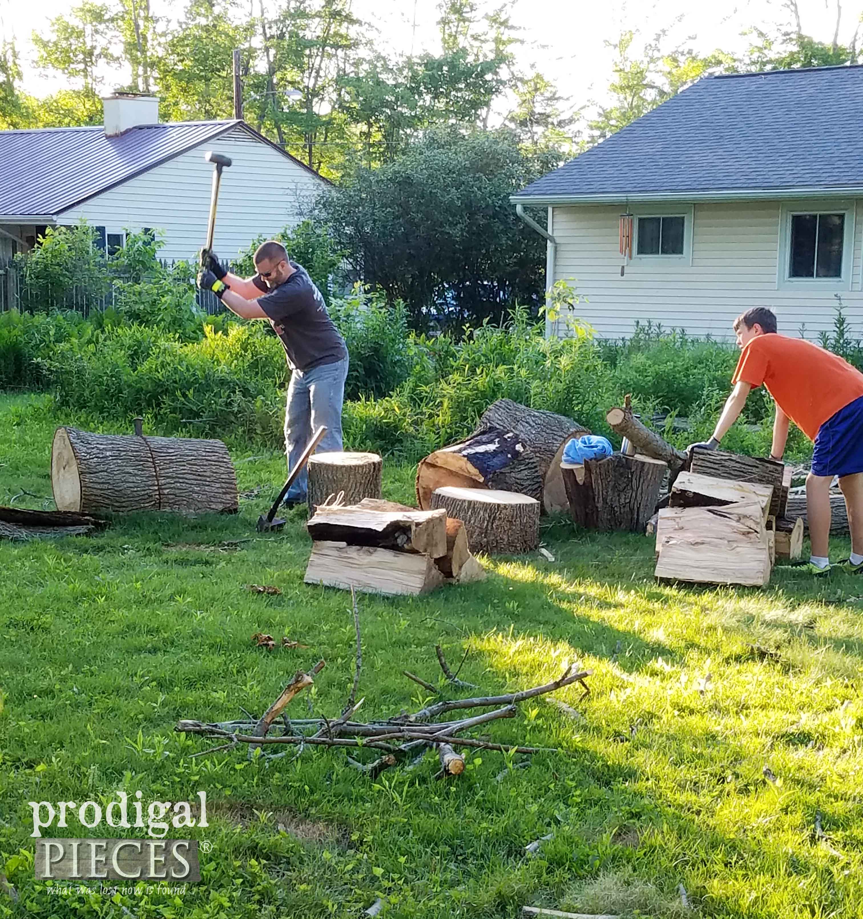 Splitting Wood for Coming Winter in Ohio | prodigalpieces.com