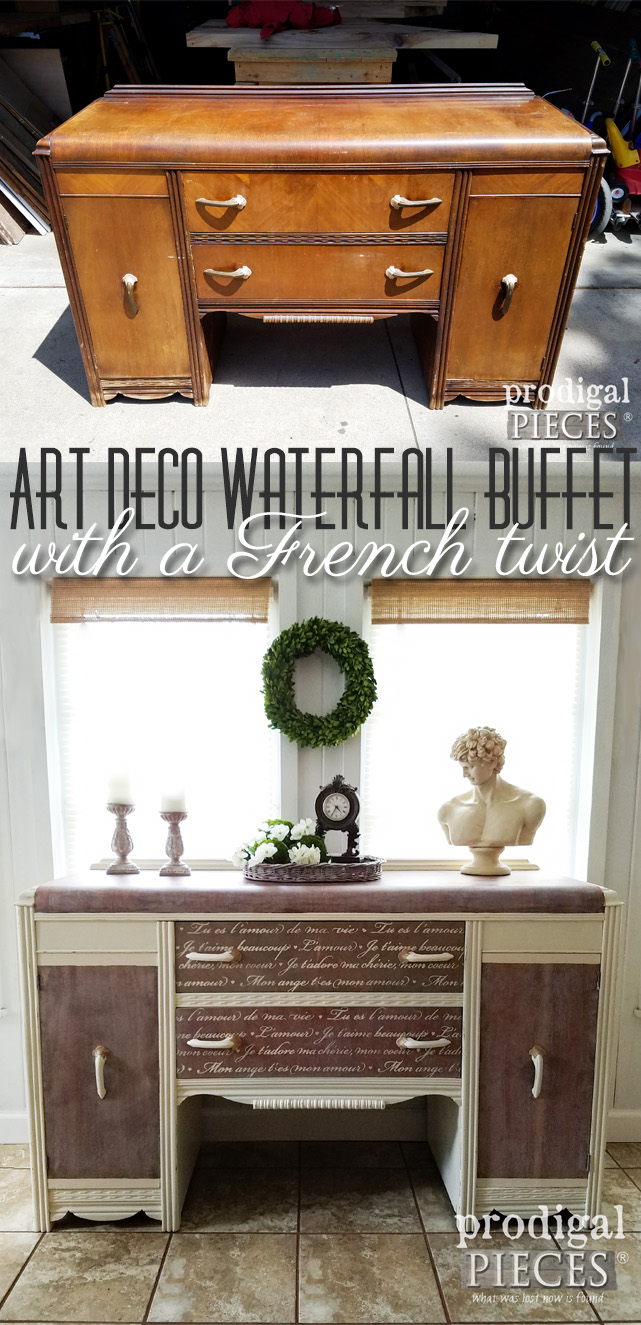 Art Deco never looked so good! This vintage waterfall buffets gets a French twist makeover by a teen. Come see how it's done at Prodigal Pieces | prodigalpieces.com