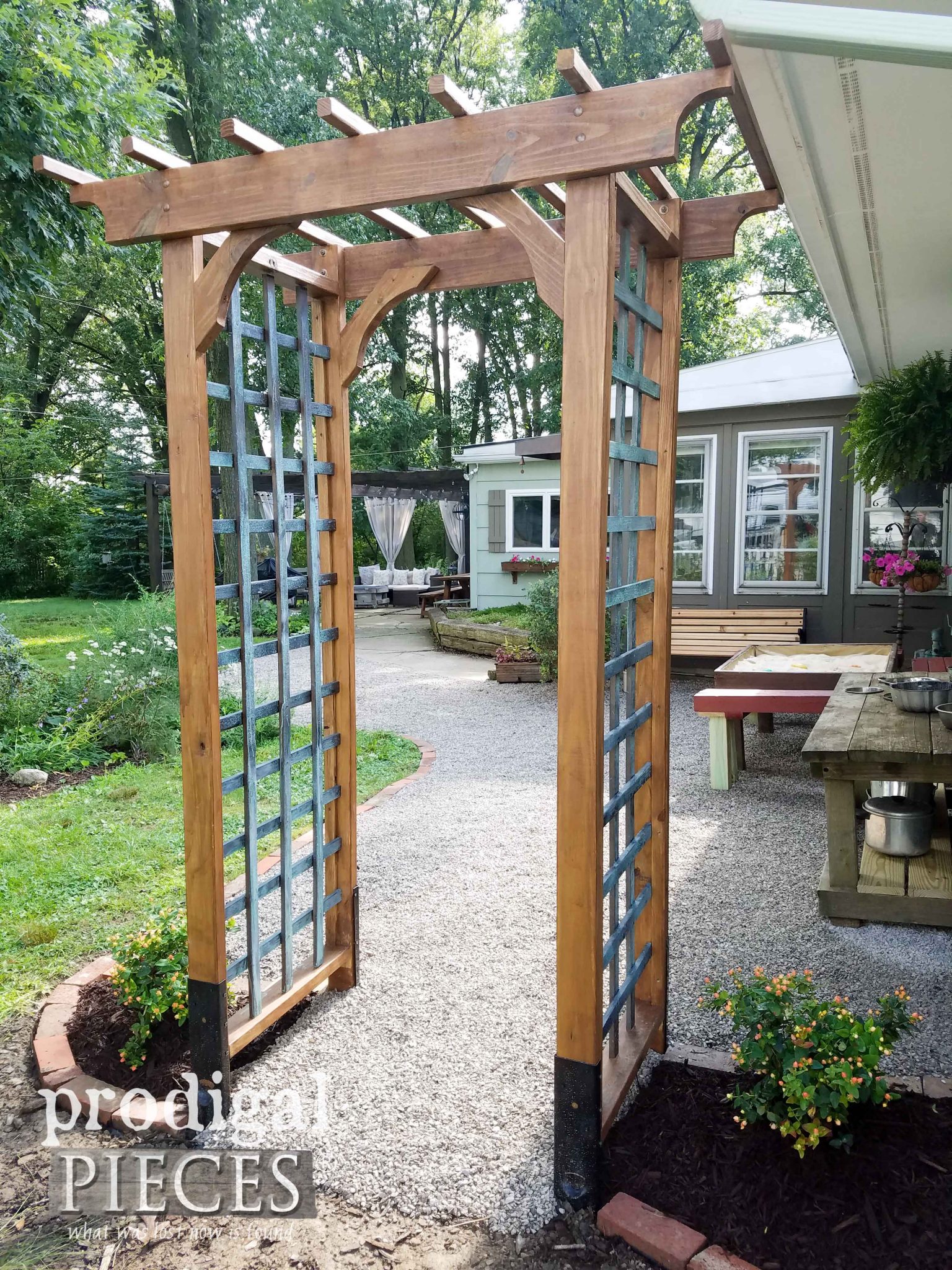 Build this Garden Arbor with Faux Patina with plans from Prodigal Pieces | prodigalpieces.com