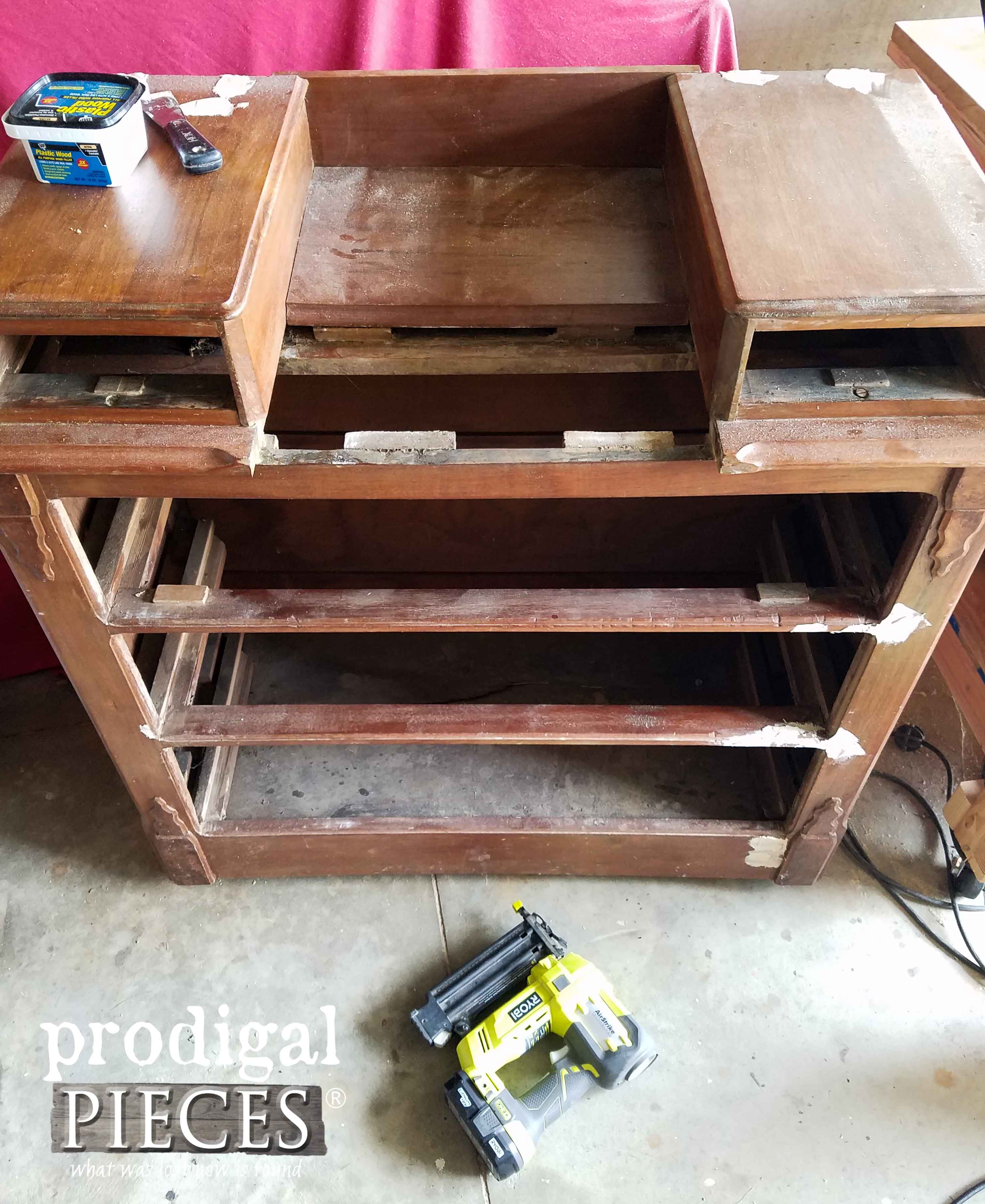 Repairing Antique Chest with AirStrike Nailer | prodigalpieces.com