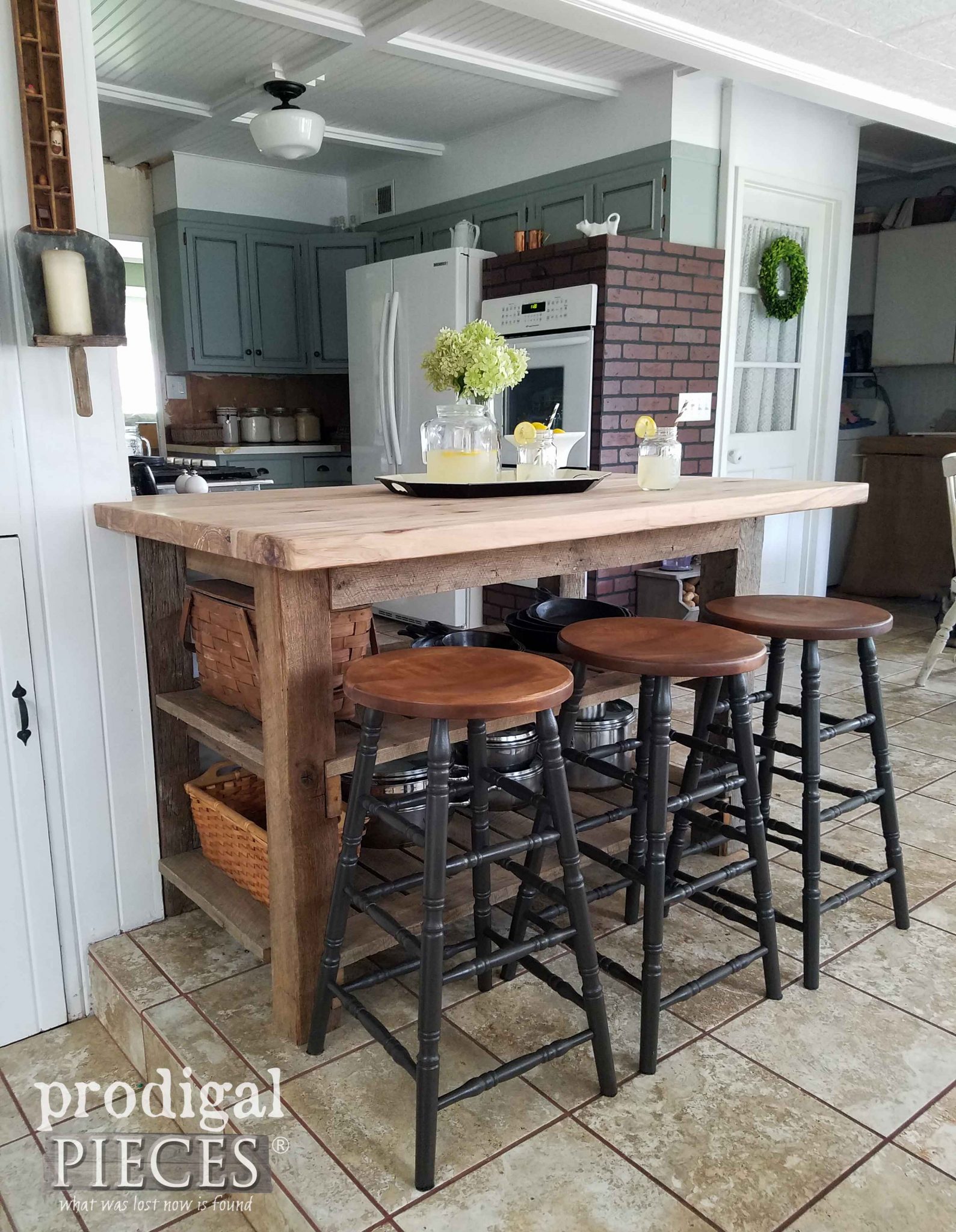 Farmhouse Style Kitchen Update with Bar Stools by Prodigal Pieces | prodigalpieces.com