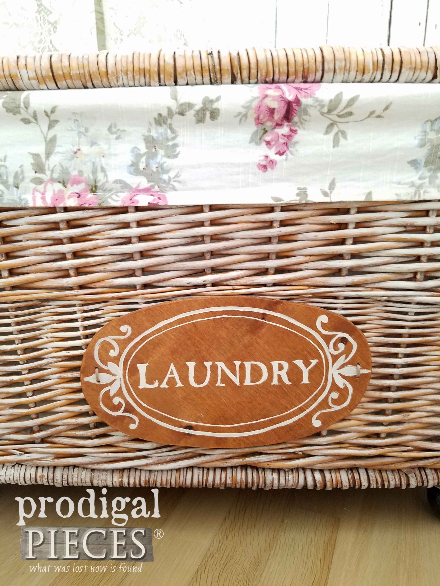 Hand-Painted Cottage Style Laundry Cart by Prodigal Pieces | prodigalpieces.com