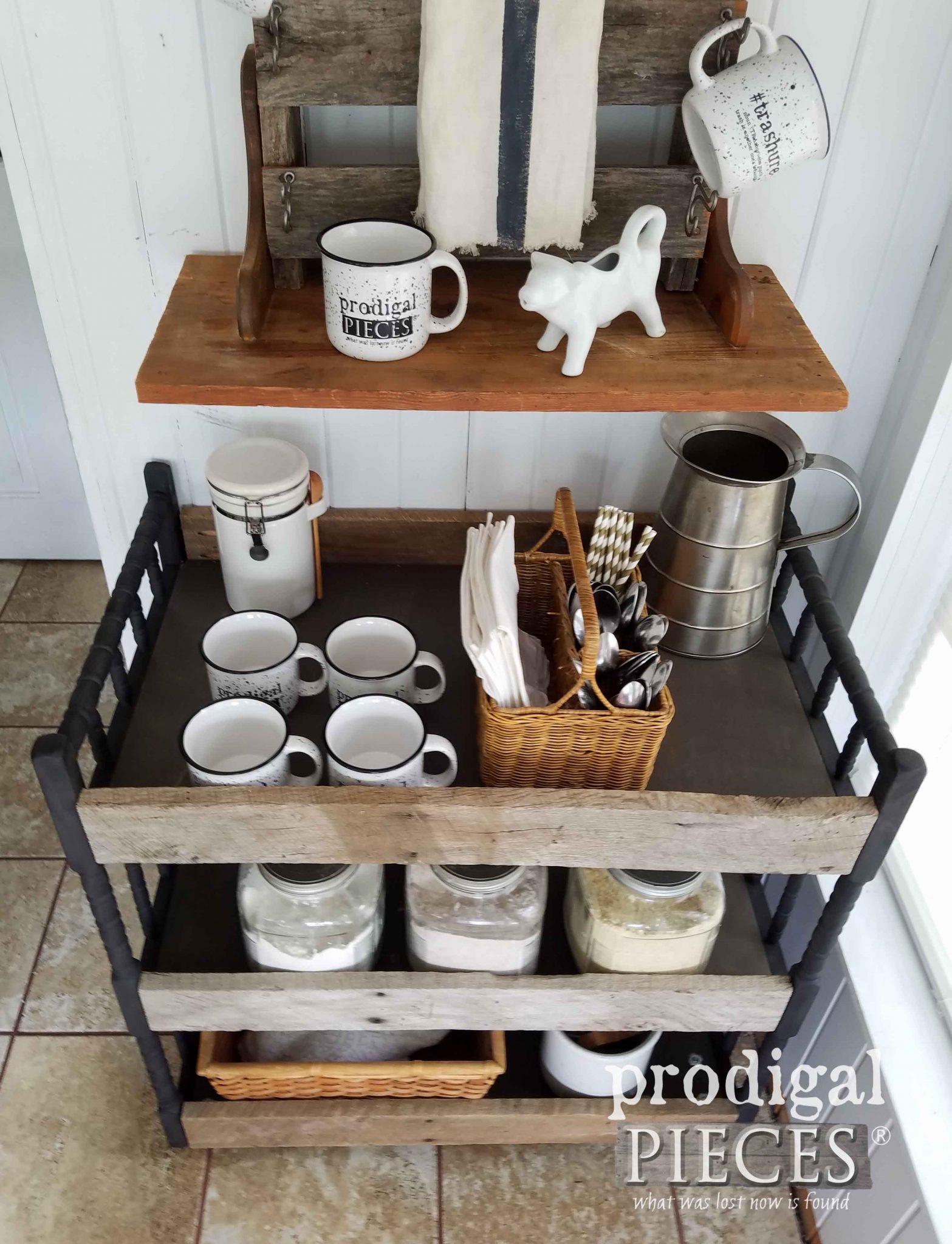 Upcycled Drink Station using a Broken Baby Changing Table by Prodigal Pieces | prodigalpieces.com