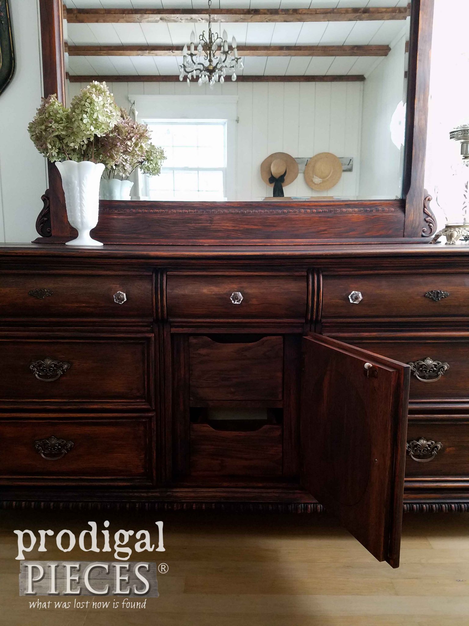 Open Dresser Drawer of Lexington Triple Drawer Updated Dresser by Prodigal Pieces | prodigalpieces.com
