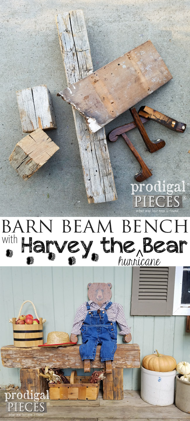 Build this Reclaimed Barn Beam Bench with the tutorial by Prodigal Pieces | prodigalpieces.com