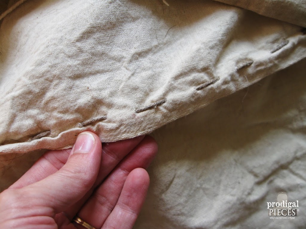 Antique Feed Sack Stitching | prodigalpieces.com #prodigalpieces