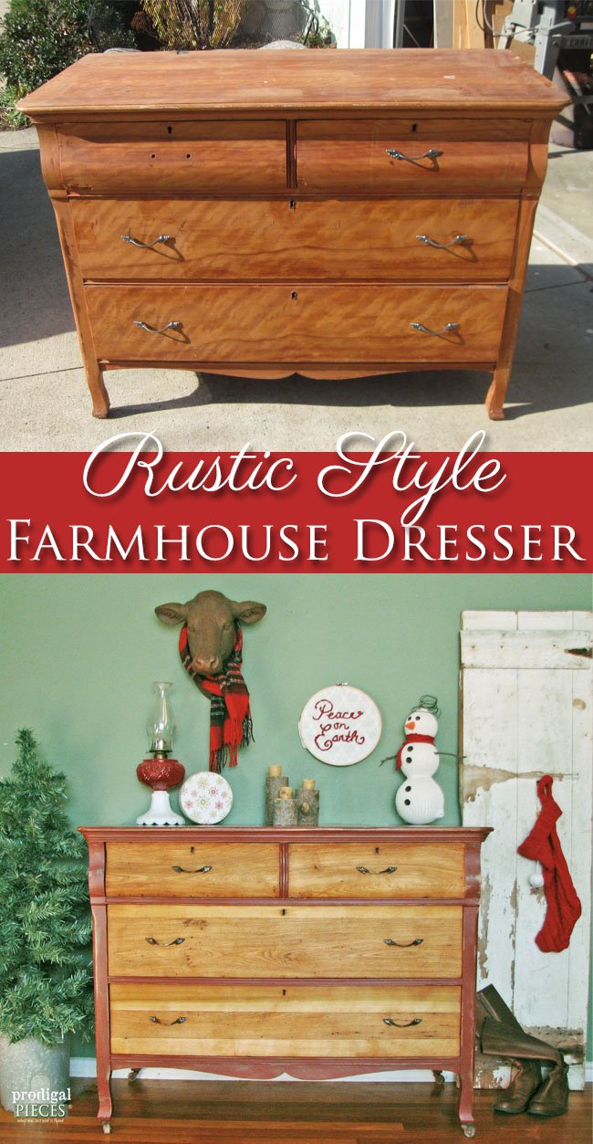 Rustic Red Farmhouse Dresser Makeover by Prodigal Pieces | www.prodigalpieces.com