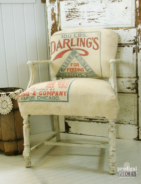 Farmhouse Style Feed Sack Chair by Prodigal Pieces | prodigalpieces.com #prodigalpieces